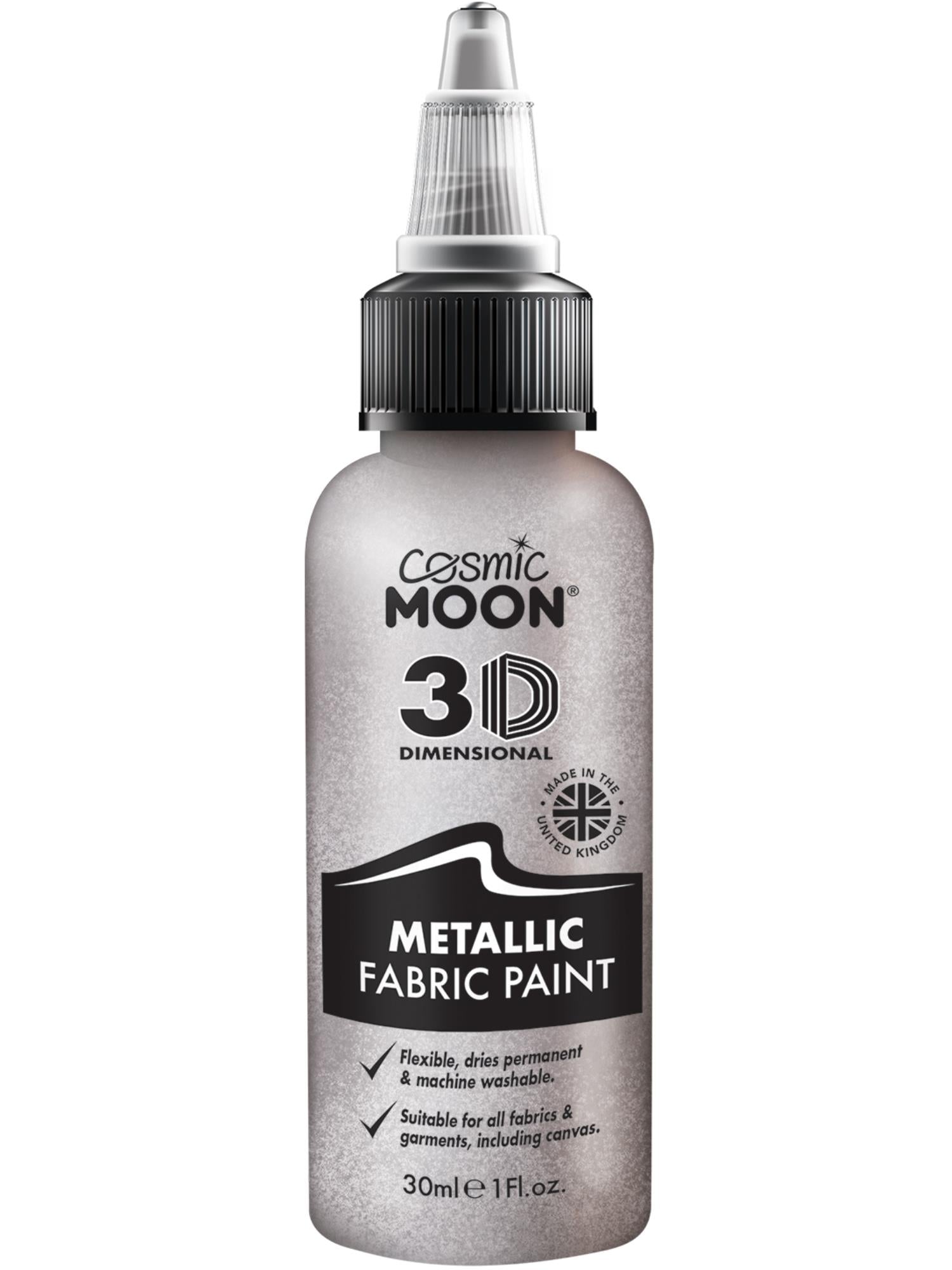 Cosmic Moon Creations Metallic Fabric Paint, Silver, Single, 30ml
