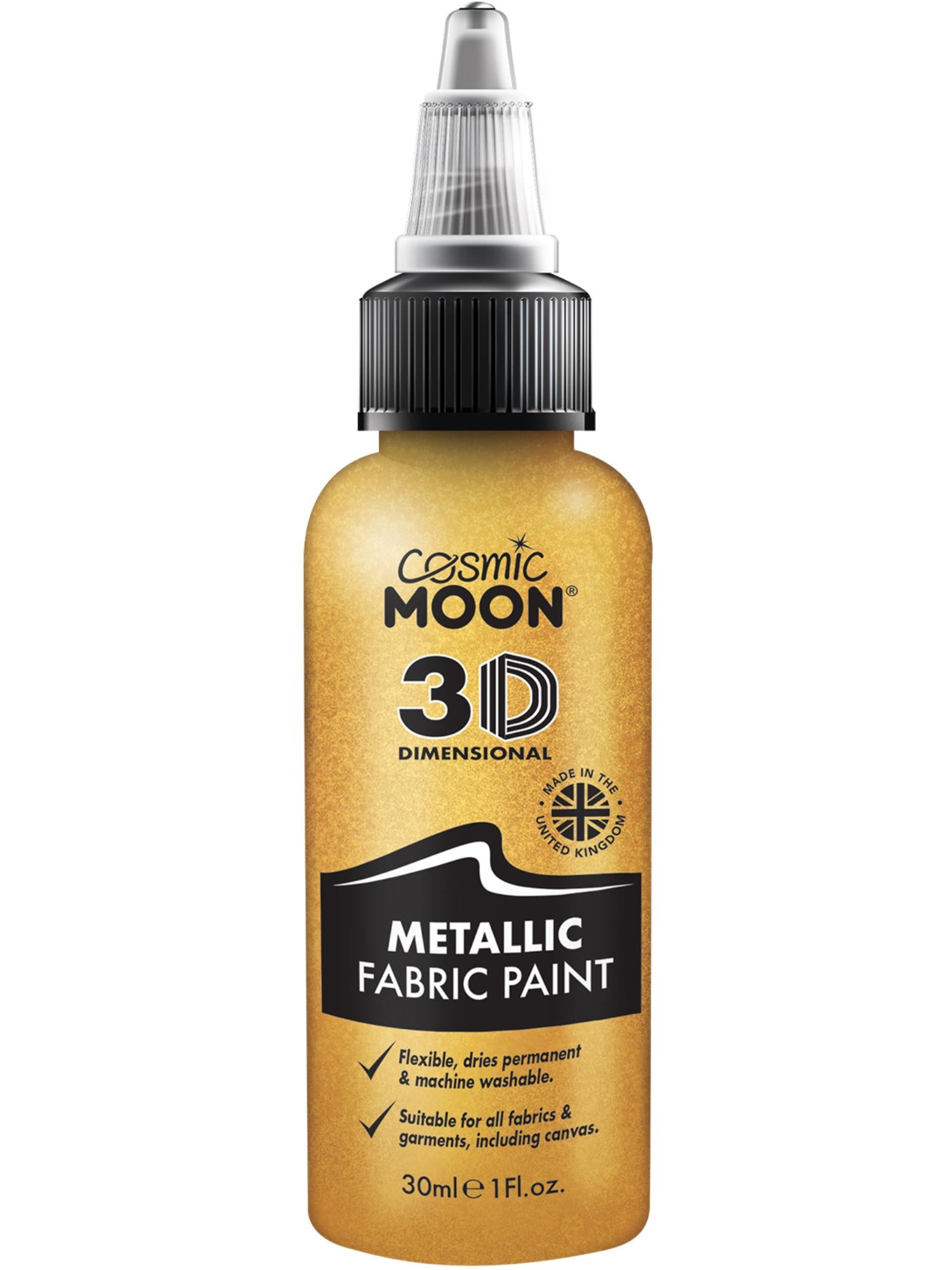 Cosmic Moon Creations Metallic Fabric Paint, Gold, Single, 30ml
