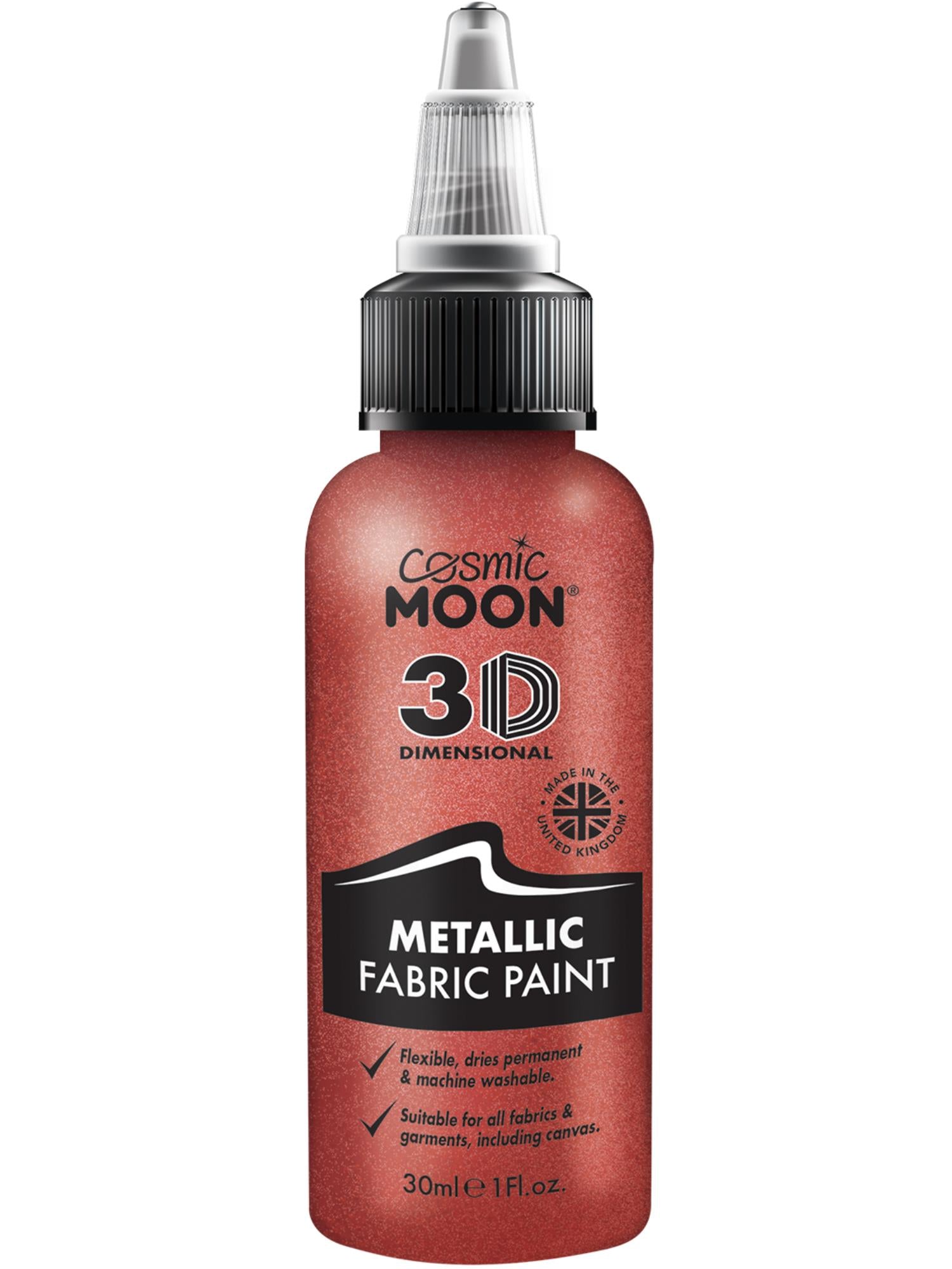 Cosmic Moon Creations Metallic Fabric Paint, Red, Single, 30ml