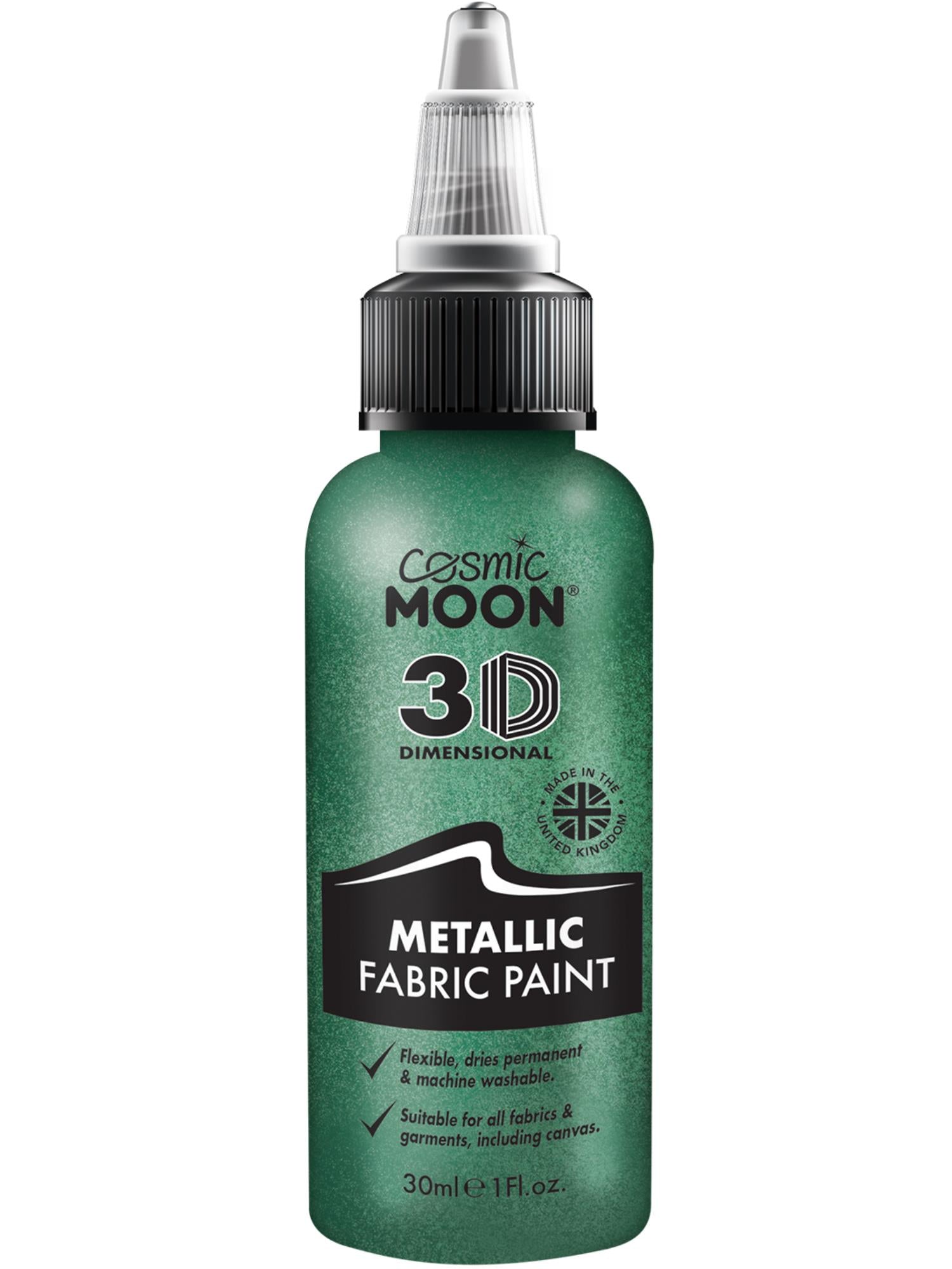 Cosmic Moon Creations Metallic Fabric Paint, Green, Single, 30ml