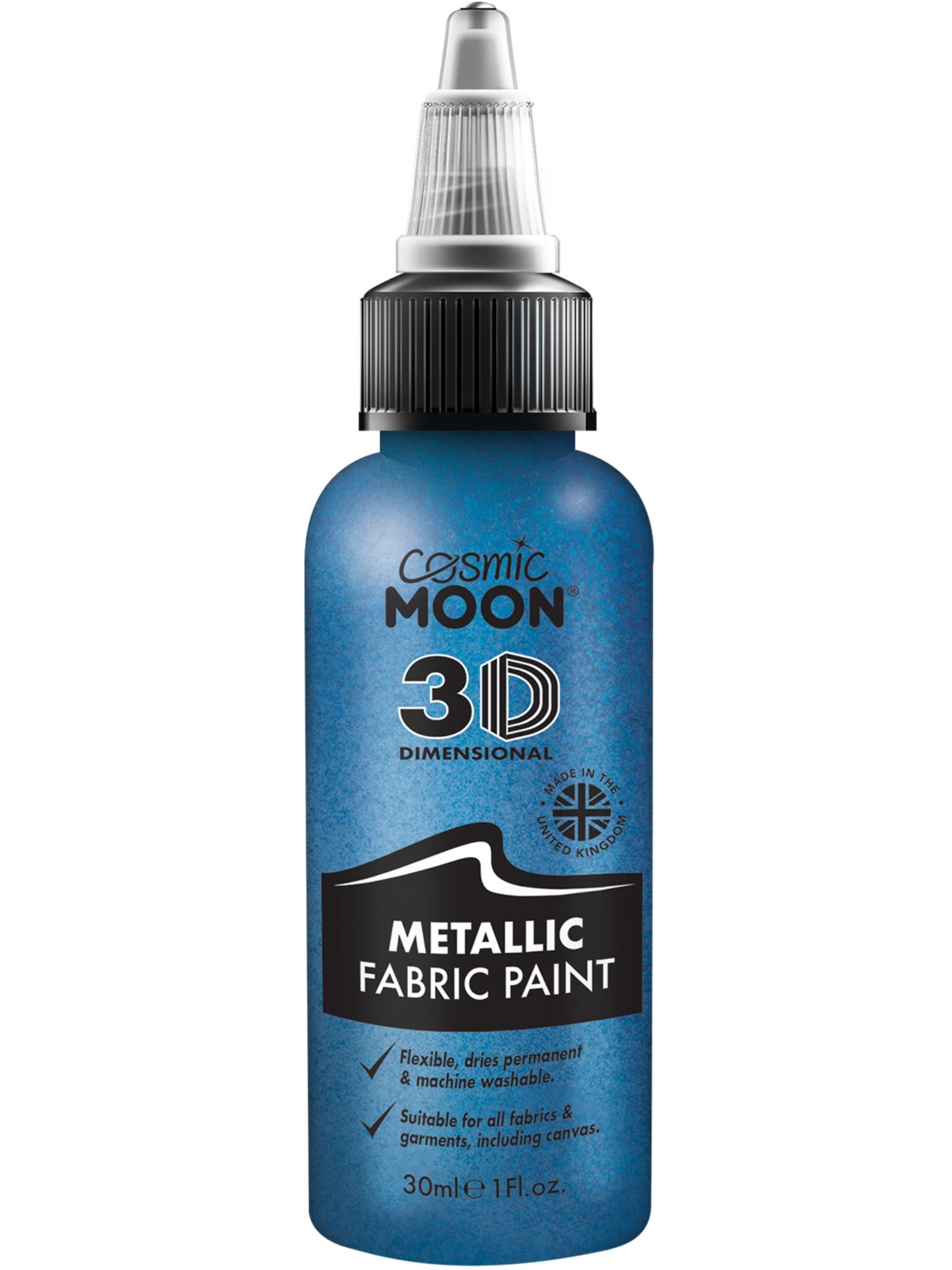 Cosmic Moon Creations Metallic Fabric Paint, Blue, Single, 30ml