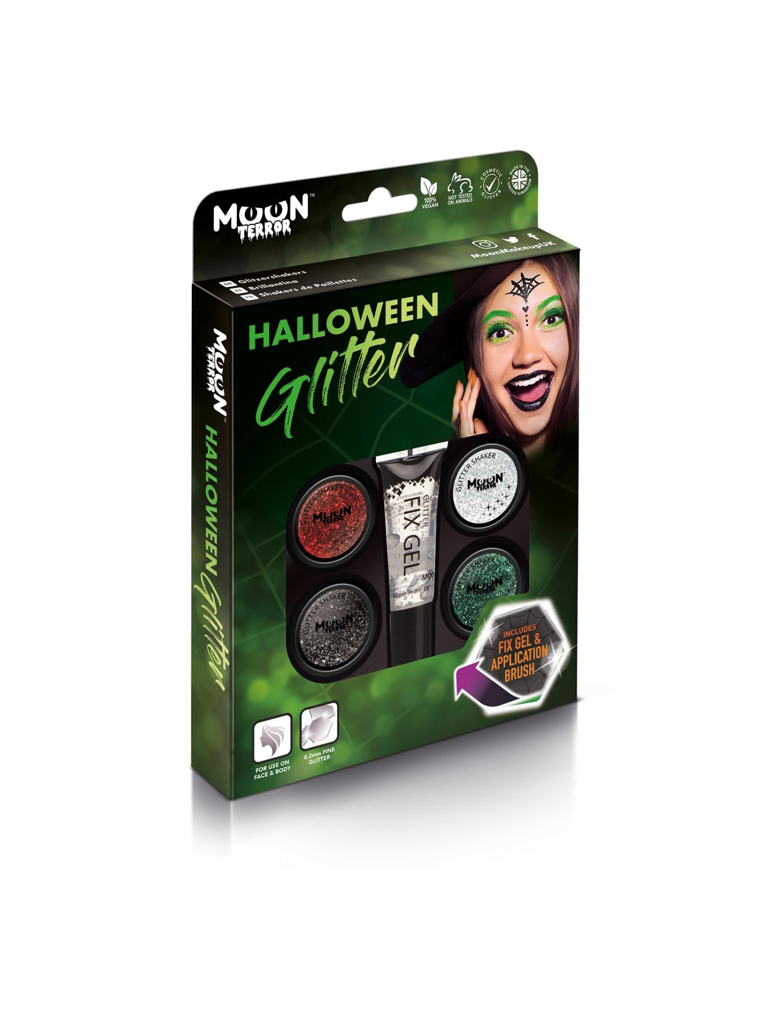 Moon Creations Terror Halloween Glitter Shakers, Assorted, Boxset