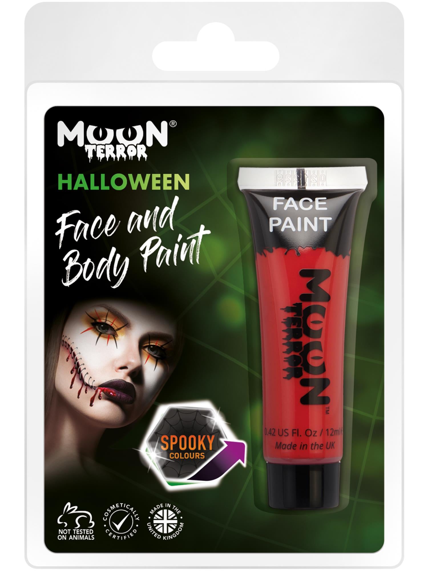 Moon Creations Terror Halloween Face & Body Paint, Red, Single, 12ml