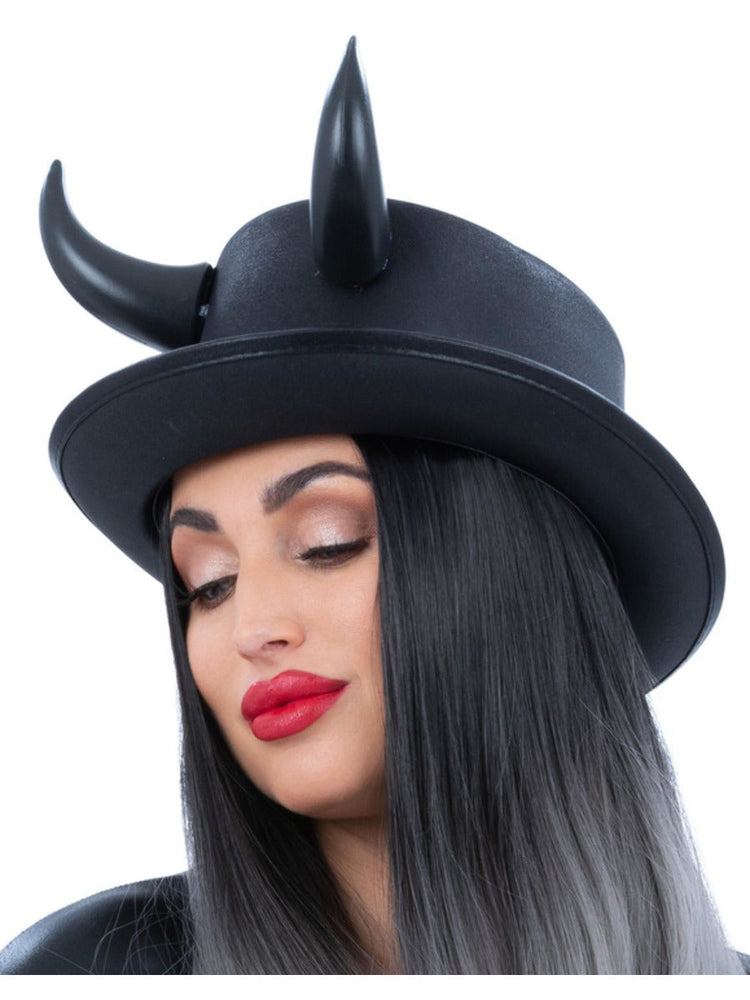 Fever Deluxe Black Devil Metallic Top Hat