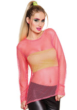 80s Fishnet Shirt - Neon Pink