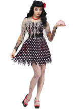 Rockabilly Zombie Ladies Polka Dot Dress Costume