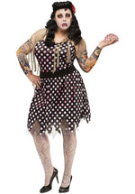 Rockabilly Zombie Ladies Polka Dot Dress Costume Plus Size