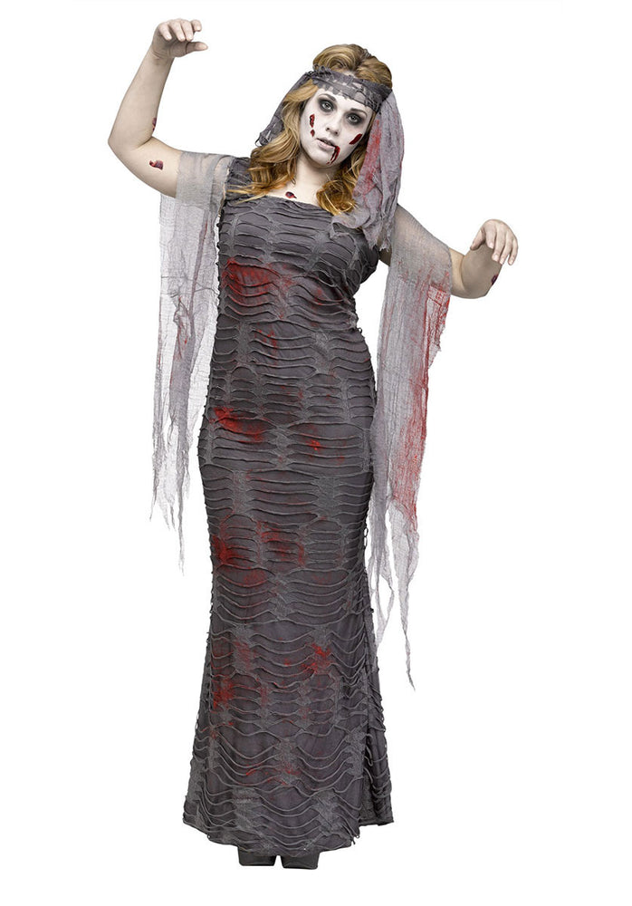 Female Zombie Mummy Grey Dress Bandage Costume
