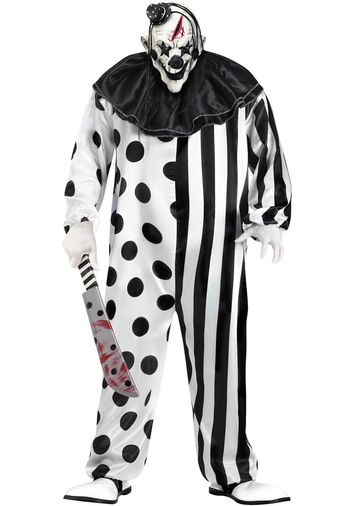 Psycho Evil Killer Black and White Clown Costume