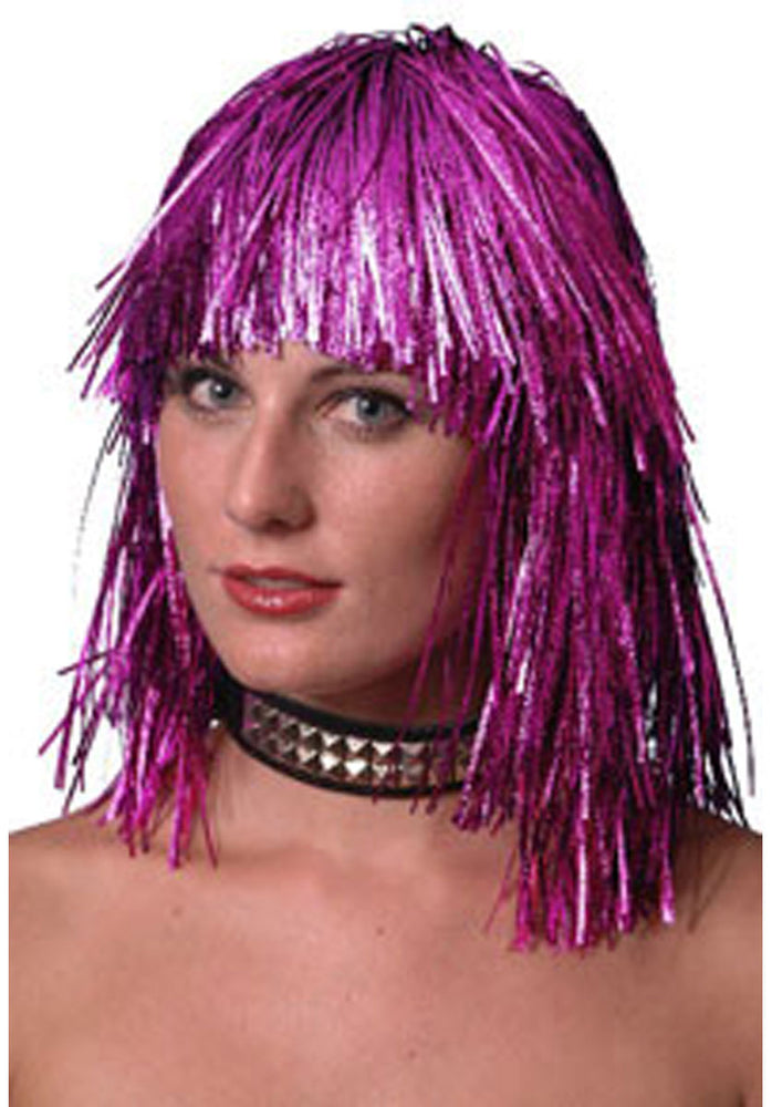 Pink Cyber Tinsel Wig
