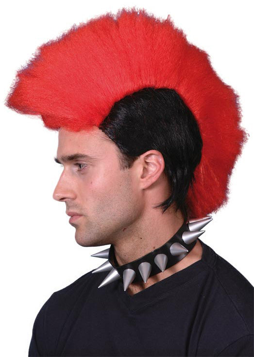 Mohawk Wig Black Neon Red