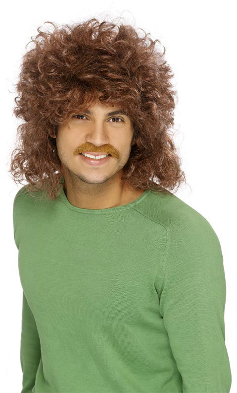 Mullet Wig, Brown, Layered Smiffys fancy dress