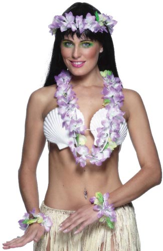 Hawaiian Set, Lilac, Fancy Dress Accessories