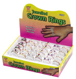 Rings, Crown Shaped, Assorted Disp.Box/24 Smiffys fancy dress