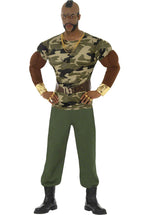Mr T Camouflage Costume, Premium BA Baracus Fancy Dress
