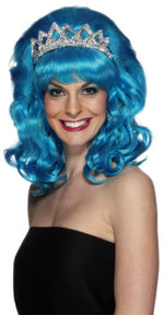 Beauty Queen Wig, Blue, Beehive, Tiara ,Smiffys fancy dress