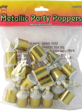 Party Poppers Metallic, Gold/25 Smiffys fancy dress