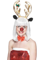 Reindeer Set, Horns, Bow Tie & Flashing Nose Smiffys fancy dress