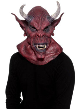Devil Overhead mask, Rubber Smiffys fancy dress