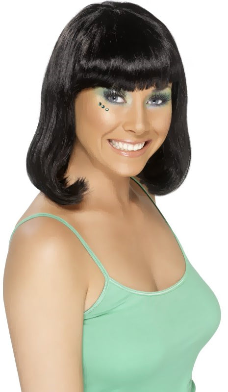 Straight Wair Wig With Fringe - Black Party Wig
