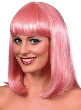 Straight Wair Wig With Fringe - Pink Party Wig