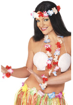 Multicoloured Hawaiian Set, Flower Leis and Headband
