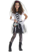 Gothic Witch Bride Child Costume in Black and White