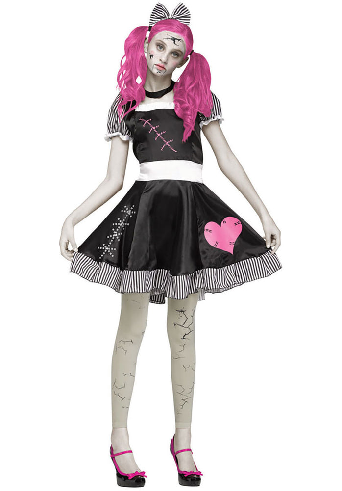Broken Sad Doll Teen Girls Pinafore Dress Costume