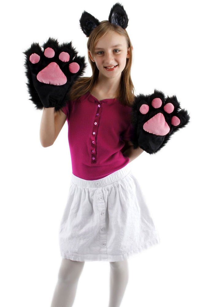 Black and Pink Kitty Paws/Gloves, Kitten Adult Gloves