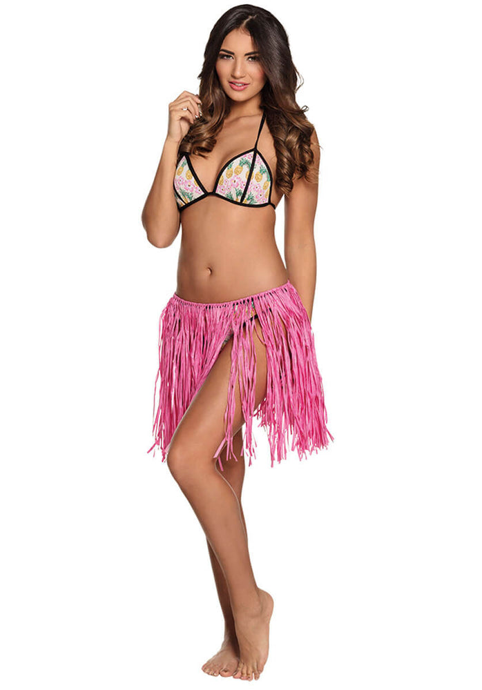 Raffia Hawaiian Skirt - Pink