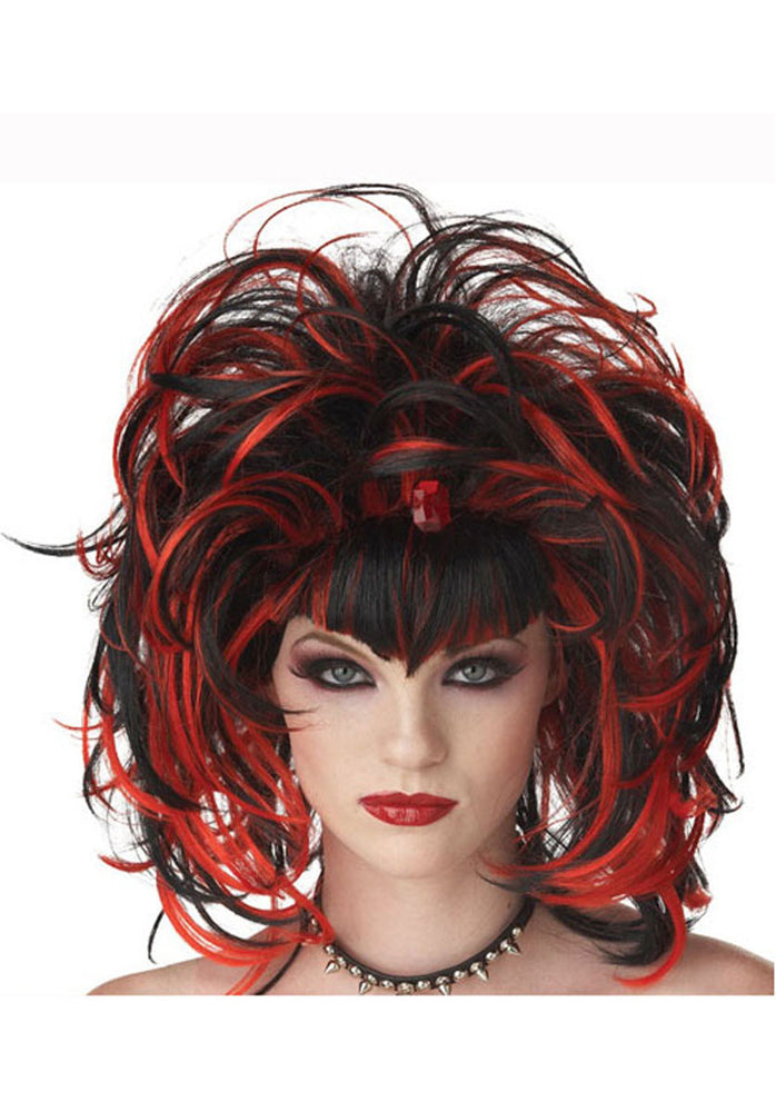 Evil Sorceress Wig Black and Red, Vampiress Wig