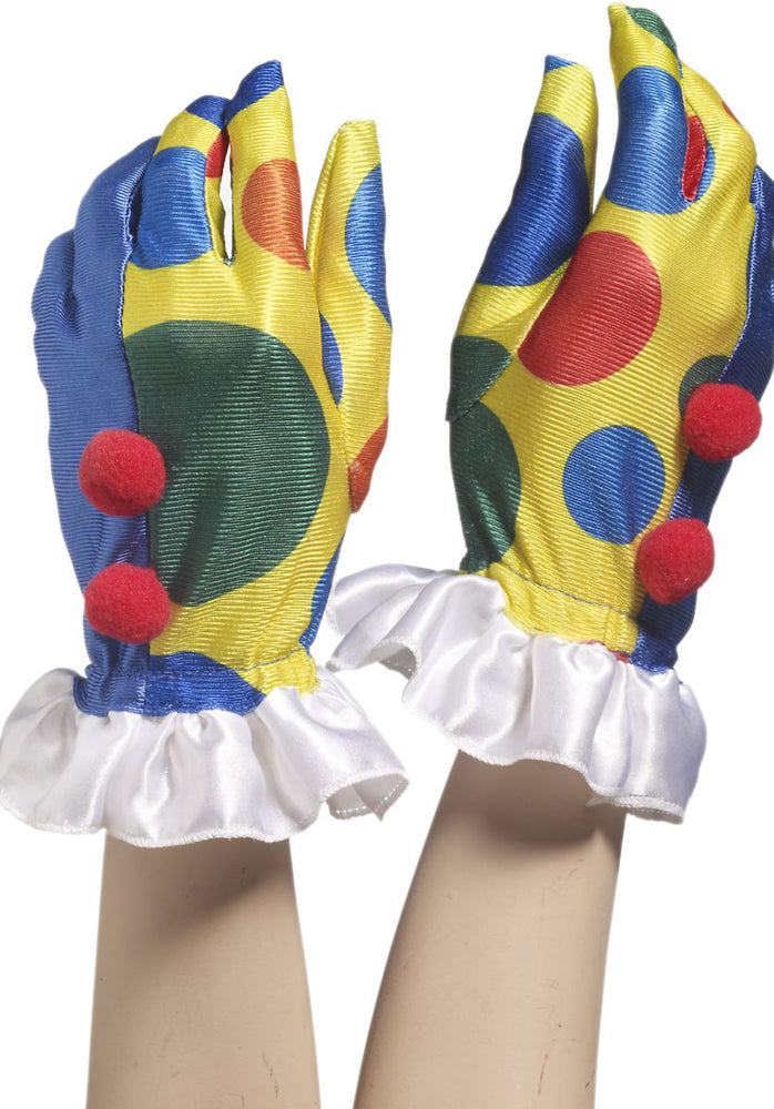Dotted Clown Gloves with Pom Poms