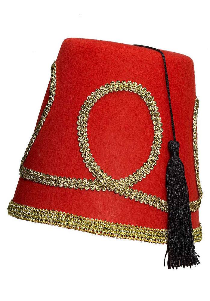 Red, Black and Gold Fez Hat