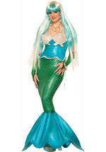 Mermaid Sirena Blue Green Ladies Fancy Dress Costume
