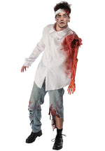 Zombie Arm Attack Costume White Bloodstained Shirt and Fake Arm