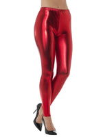 80s Metallic Disco Leggings, Red48102