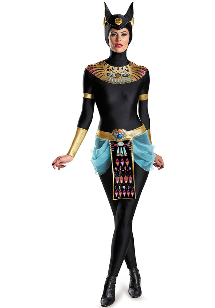 Egyptian Kitty Goddess Costume in Black Blue Gold