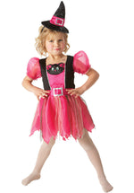 Kids Kitty Witch Costume, Pink Witch Halloween Fancy Dress