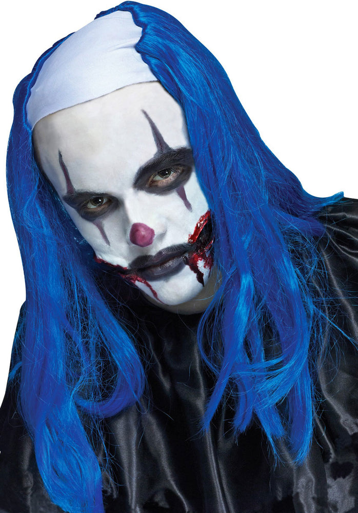 Blue Creepy Evil Killer Clown Wig Fancy Dress