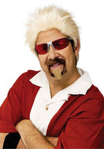 Spiky Blonde Wig Brown Goatee Celebrity Chef Headset
