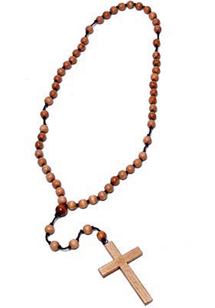 Wooden Rosary Beads with Cross, Religious Fancy Dress Accessories