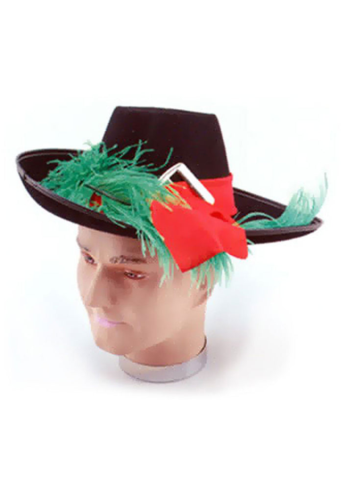 Black Felt Musketeer Hat with Feather