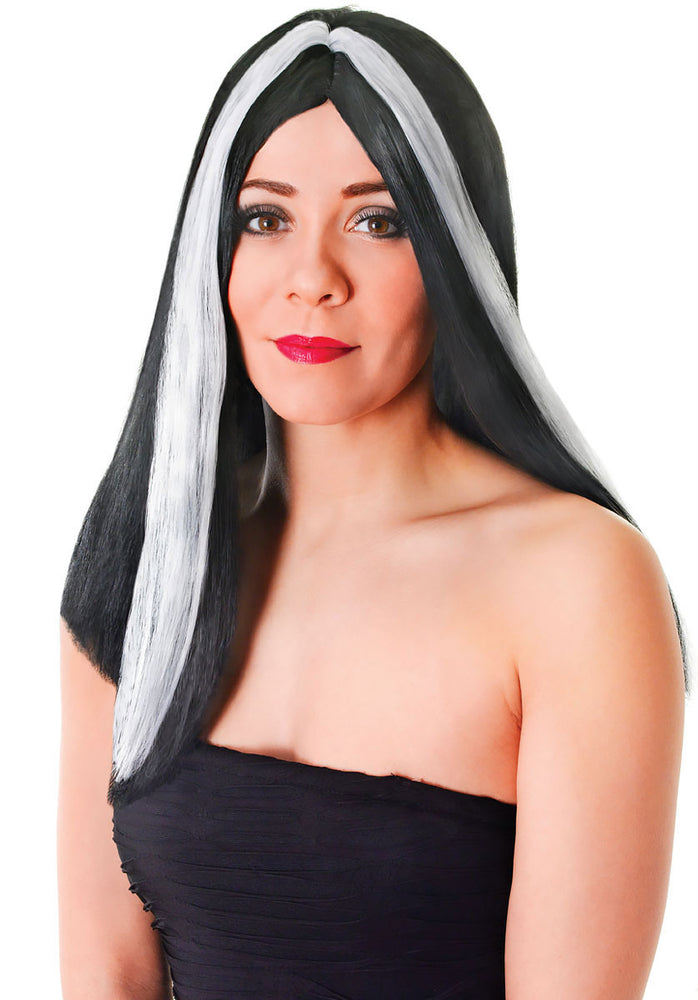 Long Black & White Wig