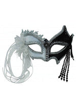 Black and White Eye Mask with Tassels
