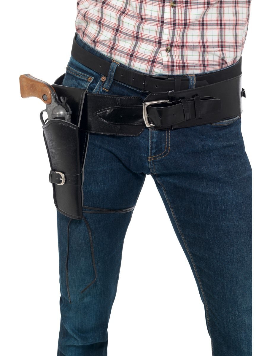 Adult Faux Leather Single Holster with Belt, Black40304