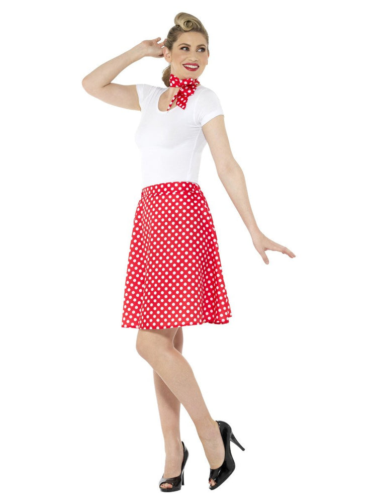 Adults Red 50s Polka Dot Skirt47690