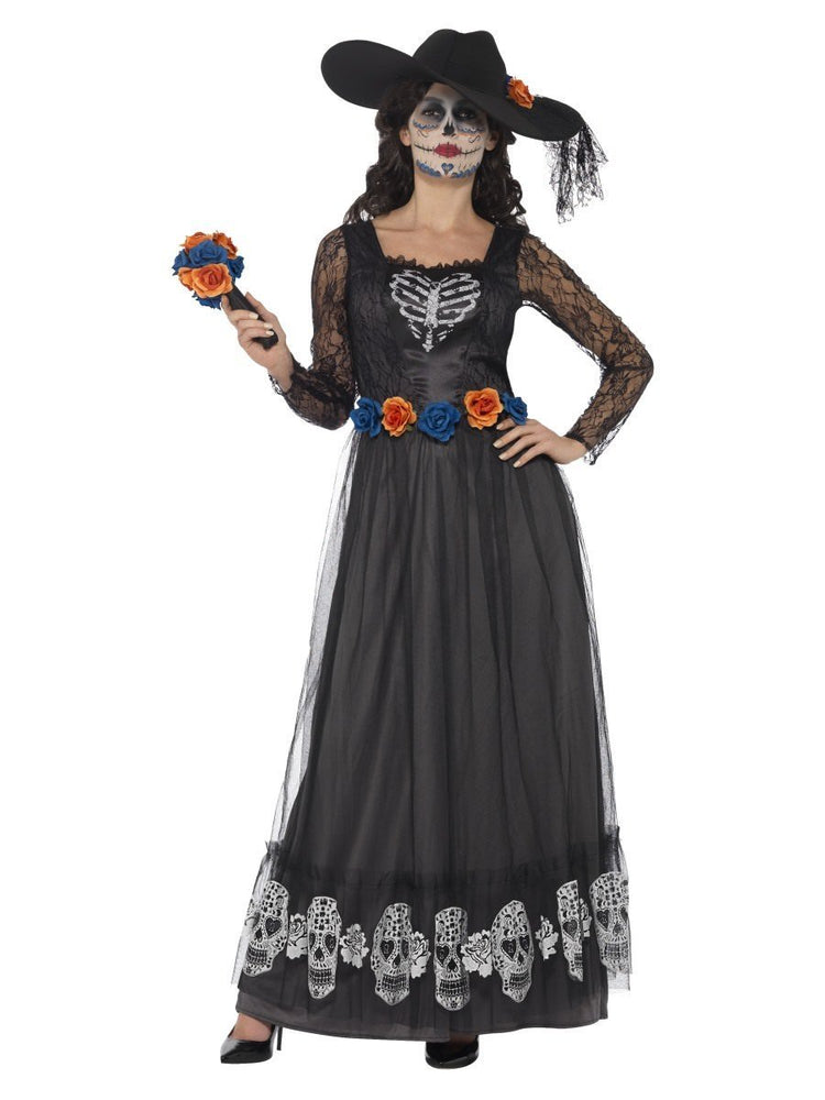 Smiffys Day of the Dead Skeleton Bride Costume, Black - 44944