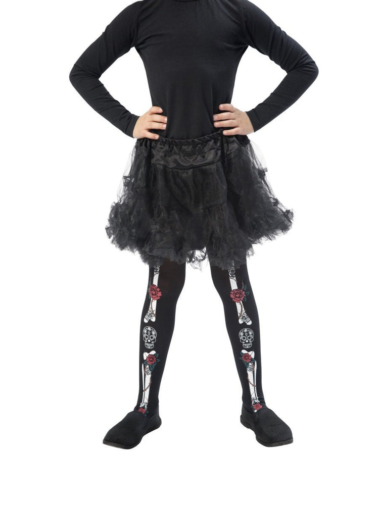 Smiffys Day of the Dead Tights, Child - 48159