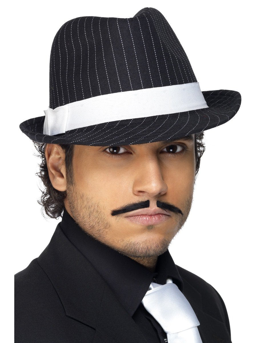 Deluxe Trilby Hat, Black and White Pinstripe