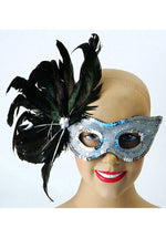 Black and Silver Feather Eyemask